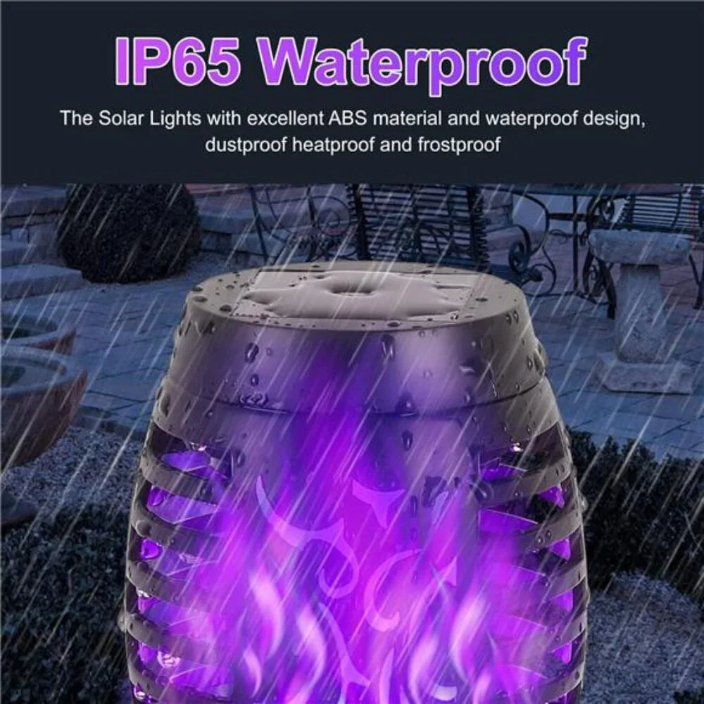 Solar Lights Outdoor 8 Pack Solar Powered Torch with Flickering Flame Purple